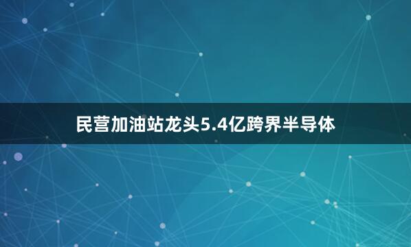 民营加油站龙头5.4亿跨界半导体